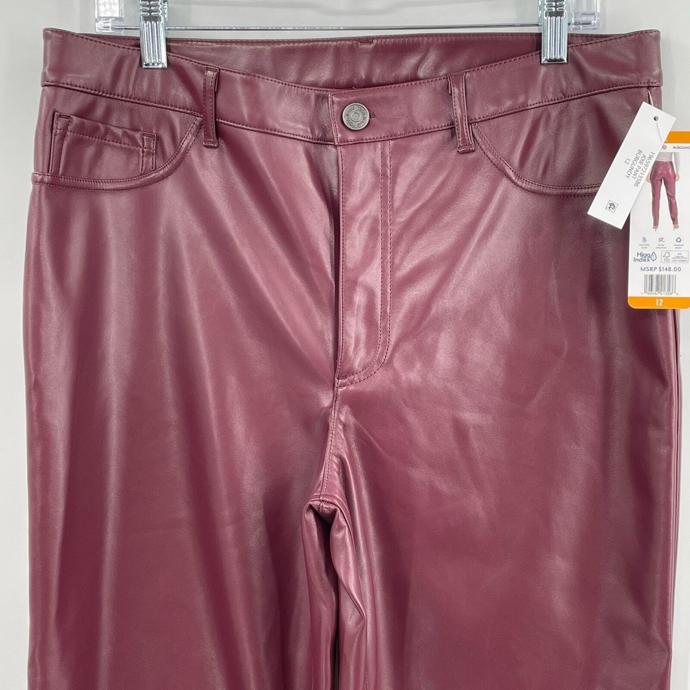 NWT Joie Faux‎ Leather Women's Pants Burgundy, Sz. 12 Oxblood